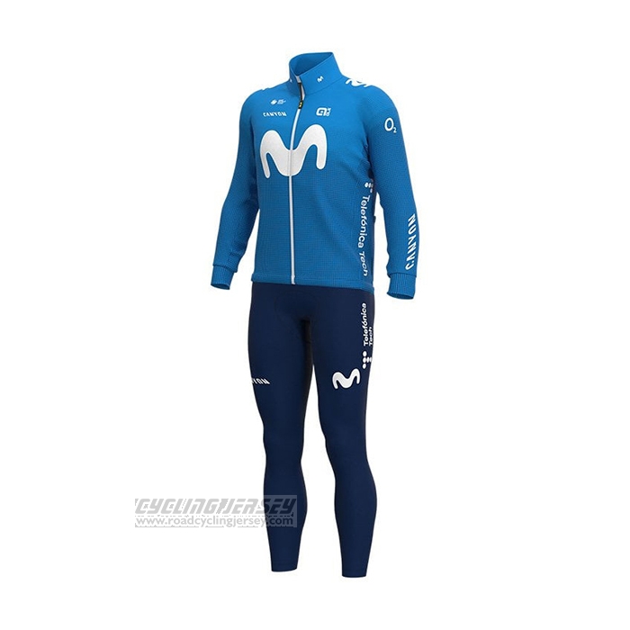 2021 Cycling Jersey Movistar Blue Long Sleeve and Bib Short